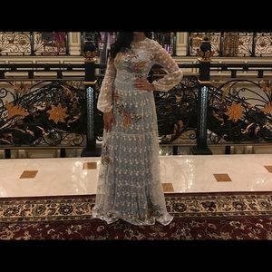 Frock & Frill embroidered blue dress with overlay